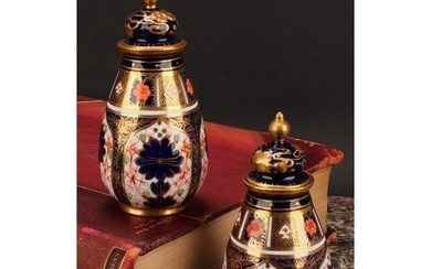 A pair of Royal Crown Derby 1128 Imari pattern ovoid vases, ...