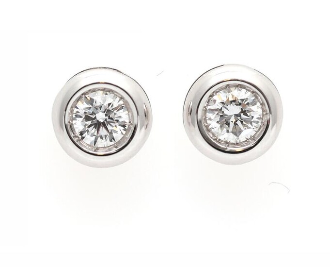 NOT SOLD. A pair of ear studs each set with a brilliant-cut diamond weighing a total of app. 0.37 ct., mounted in 18k white gold. (2) – Bruun Rasmussen Auctioneers of Fine Art