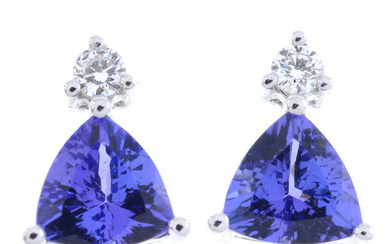 A pair of tanzanite & diamond earrings