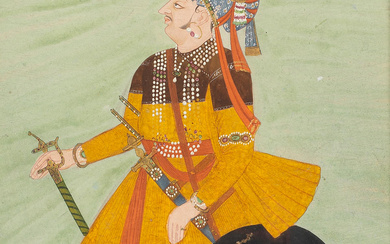 A rajah standing in a landscape, perhaps Maharajah Ajit Singh...