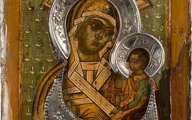 AN ICON SHOWING THE SHUISKAYA MOTHER OF GOD WITH HALO