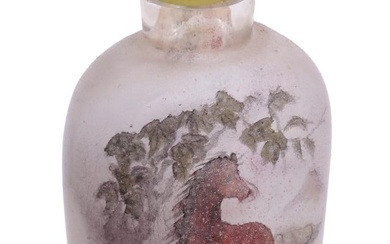ANTIQUE CHINESE REVERSE PAINTED GLASS SNUFF BOTTLE