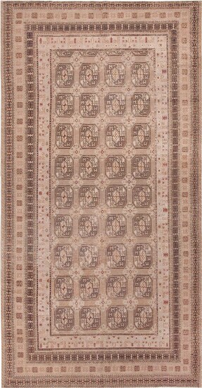 ANTIQUE LONG AND NARROW ORIENTAL KHOTAN RUG - No reserve. 15 ft 1 in x 7 ft 8 in (4.6 m x 2.34 m).