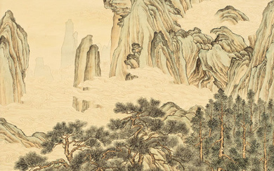 An Antique Chinese Scroll Painting, Ladscape