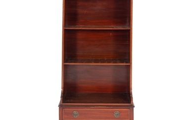 An Edwardian mahogany and boxwood strung open bookcase, earl...