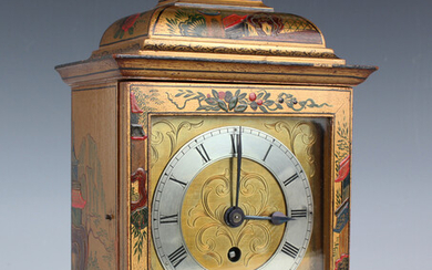 An early 20th century chinoiserie cased mantel timepiece, the movement with platform escapement, the