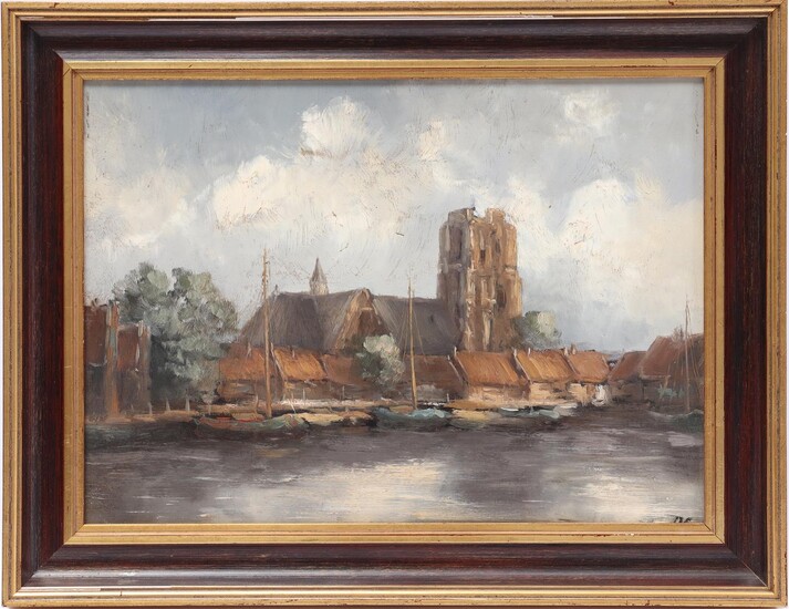 (-), Anonymous, view of Dordrecht, panel 28x39 cm...