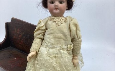 Antique German miniature 9” bisque head fully articulated doll with...