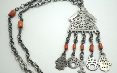 Antique Tunisian Chain and Jewish Amulet Medallion
