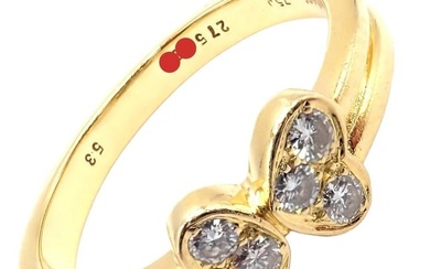 Authentic! Cartier Vintage 18k Yellow Gold Dual Love Heart Diamond Ring sz 8
