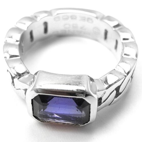 Authentic! Chanel 18k White Gold Tanzanite Band Ring