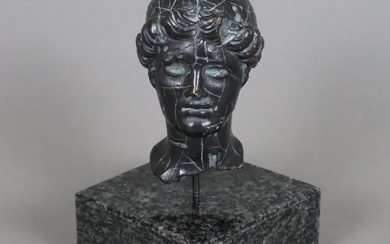 BRONZE BUST - black and green patinated.