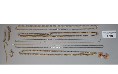Bag of assorted 9ct gold to include: chains, cufflink, scrap...