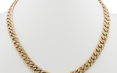 Bearded link chain in gold and diamonds