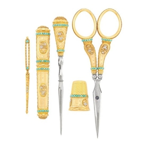Belle Époque Variegated Gold and Turquoise Sewing Set