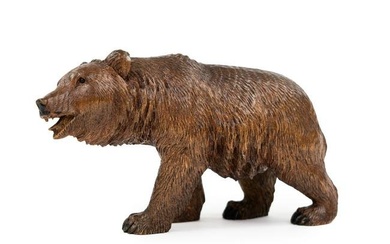 Black Forest Walking Brown Bear Carving