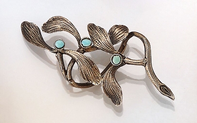 Brooch with turquoise, France approx. 1900 ,silver,...