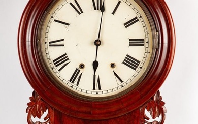 CARVED VICTORIAN WALL CLOCK with NEW HAVEN WORKS