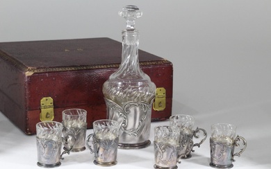 CHRISTOFLE Collection GALLIA Service à liqueur comprenant une carafe et 6 verres à liqueur en...