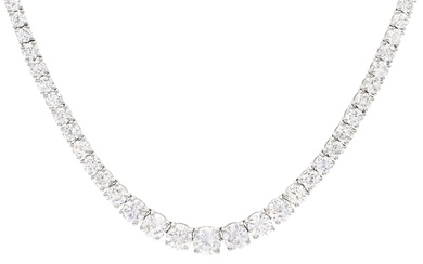 COLLIER RIVIERE, or blanc 18 carats, 109 diamants taille brillant env. 14,89 ctw, env. R-TCa/VS-SI,...