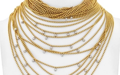 Cartier 18K Yellow Gold 34 Strand Draperie Diamond Necklace