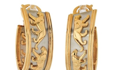 Cartier Platinum & 18K Yellow Gold Walking Panthere Earrings