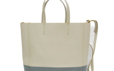 Celine Cabas SMALL VERTICAL 176163 Women's Leather Shoulder Bag Tote Bag Cream Light Blue