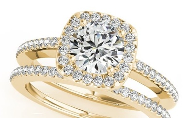 Certified 1.30 Ctw SI2/I1 Diamond 14K Yellow Gold Engagement Set Ring