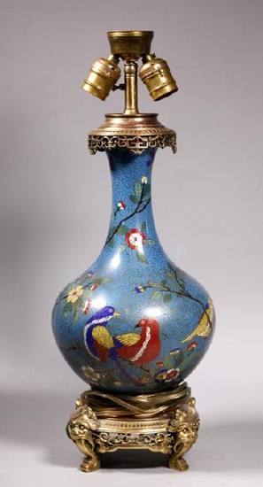 Chinese 19 Century Cloisonne & Gilt Bronze Vase