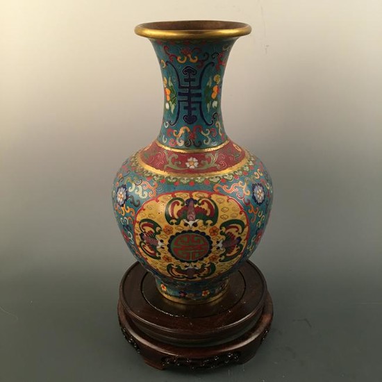 Chinese CloisonnÃ© Bronze 'Fu Shou' Vase
