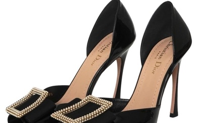 Christian Dior Idylle Black Patent Leather Heeled Sandals sz 38.5