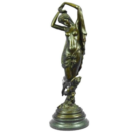 Classical Nude With Cherub Bronze Sculpture