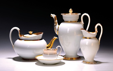 Coffee and tea service, Meissen, around 1820/30, porcelain, swan handle,...