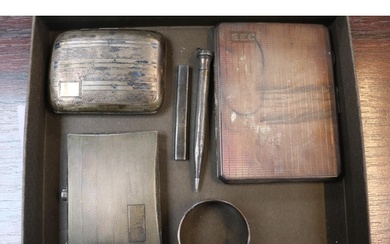 Collection of assorted Silver items to include Cigarette cas...