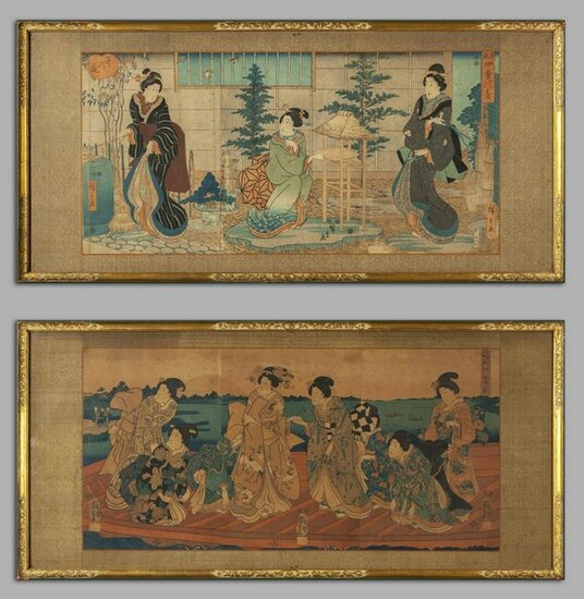 Coppia di stampe con figure orientali, Giappone