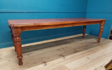 Country pine kitchen table raised on turned legs {80 cm H x ...
