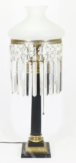 Crystal and Etched Glass Table Lamp