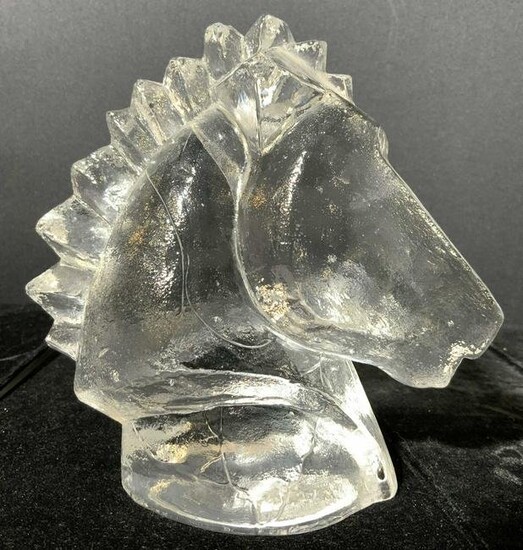 Crystal & Murano Glass Horsehead Figure Italy 1970