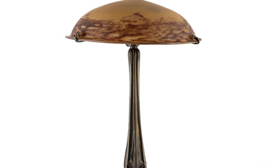 Daum Frères | LARGE GLASS TABLE LAMP WITH METAL FOOT