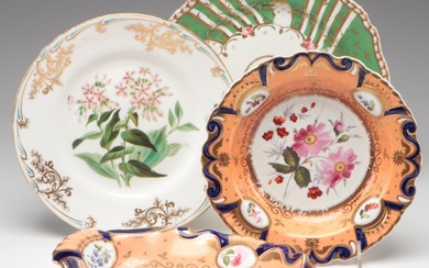 Davenport with Spode and Other English Hand-Painted Botanical Tableware