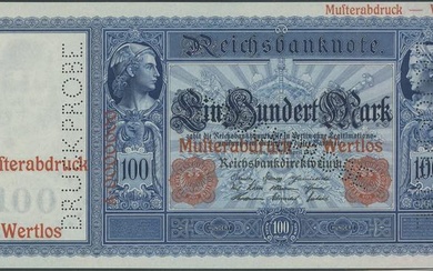 Deutsches Kaiserreich, 100 Mark 21.4.1910, Langer Hunderter/ Flotten-Hunderter, Musterschein, einseitiger...