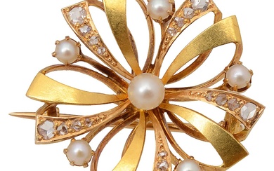 Diamond & pearl brooch