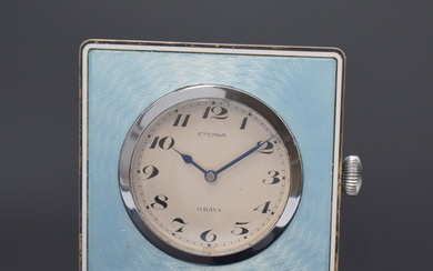 ETERNA small table clock, Switzerland 1930´s, engine-turned and translucent light...