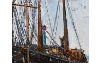Early 20th Century English School. A Moored Boat, Oil on boa...