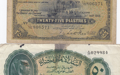 Egypt 25 Piastres 1941 & 50 Piastres 1945 (2)