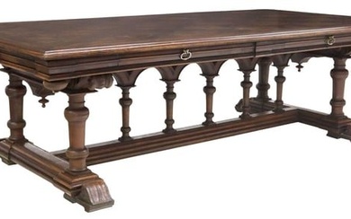FRENCH RENAISSANCE REVIVAL WALNUT LIBRARY TABLE