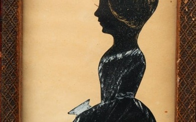 FULL-LENGTH HOLLOW-CUT SILHOUETTE PORTRAIT OF A YOUNG GIRL.