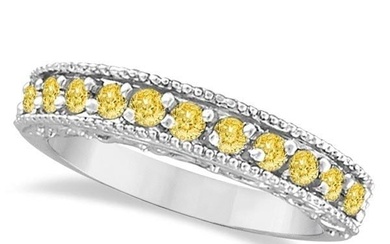 Fancy Yellow Canary Diamond Ring Band 14k White Gold 0.50ctw