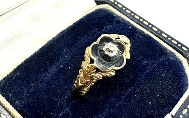 Fine Georgian 18ct gold black enamel & diamond mourning ri...