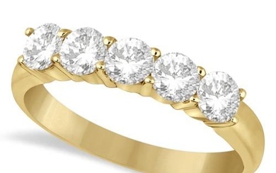 Five Stone Diamond Ring Anniversary Band 14k Yellow Gold 1.00ctw